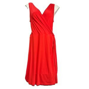 Tommy Bahama Dress XL Womens Faux Wrap Java Red Comfort Jersey Knit
